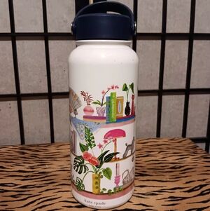 Kate Spade White Floral Shelves Insulated Water Bottle